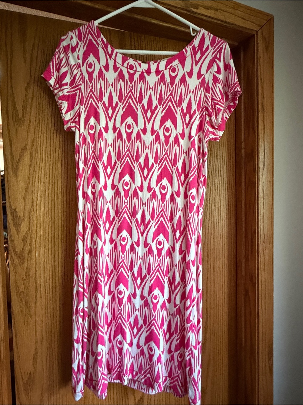 Hatley Women's raspberry pink ikat-patterned Short-Sleeve Dress